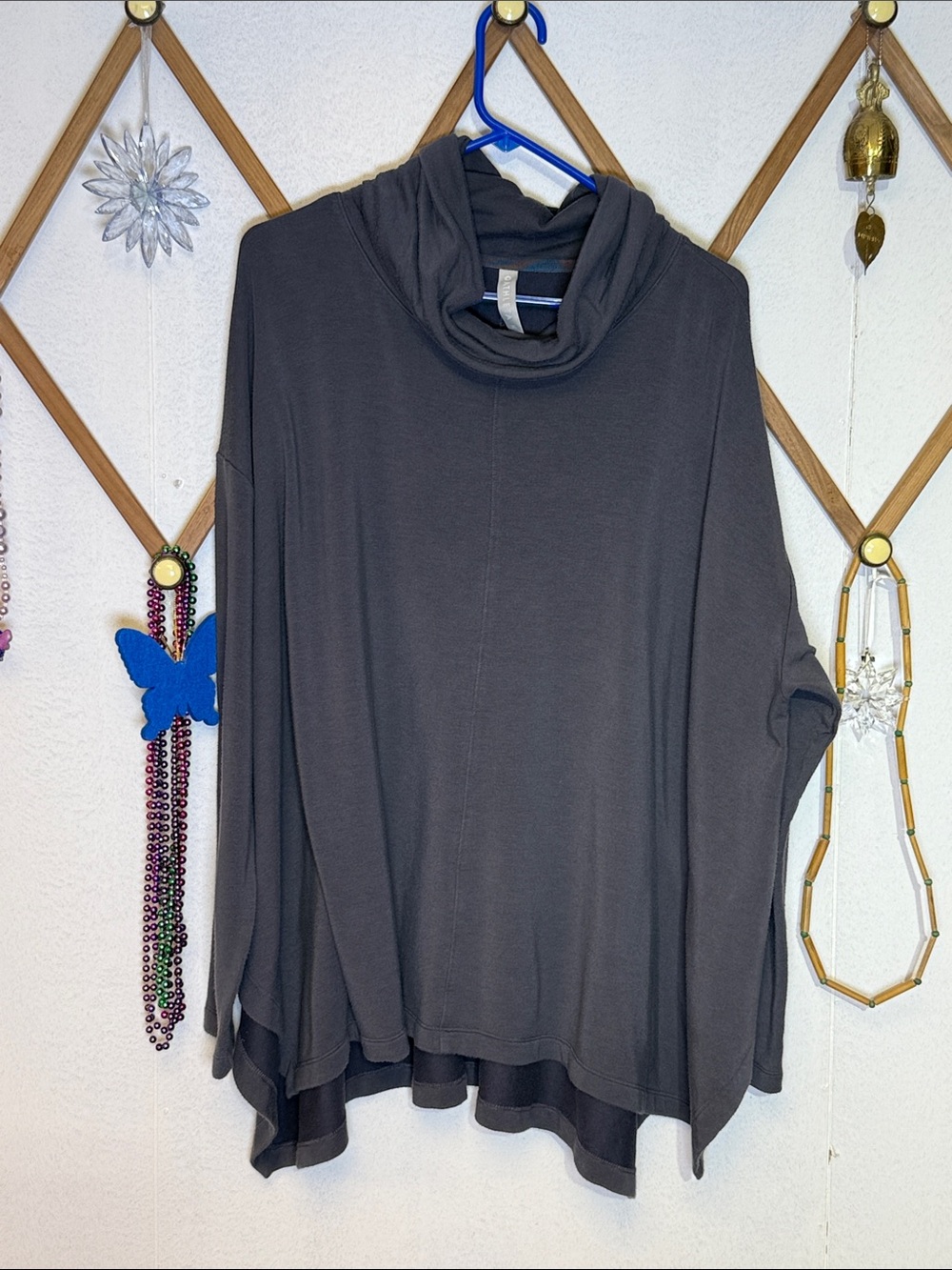 Athleta Dark Charcoal Cowl Neck Oversized Sweater